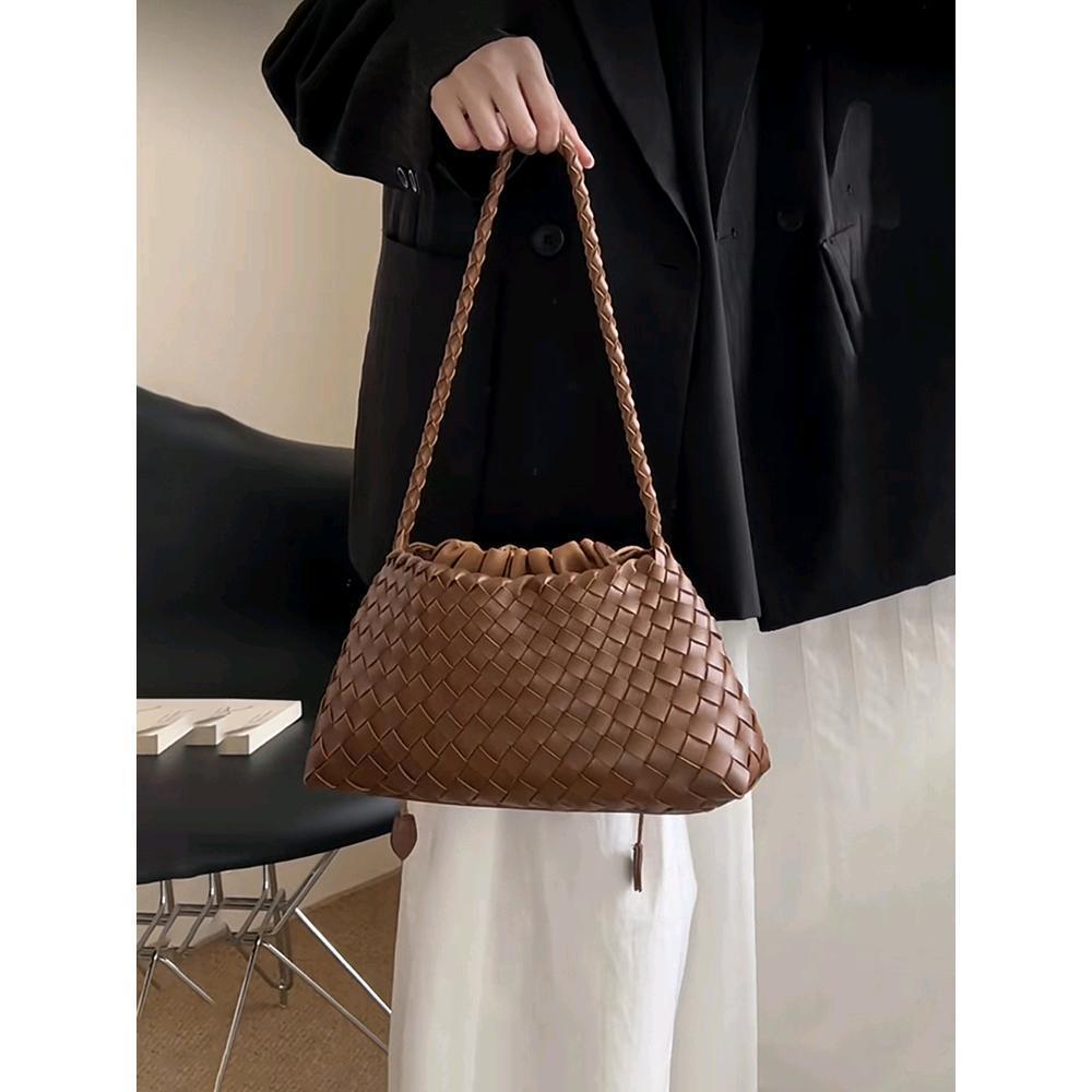 Leather Weave Dumpling Bag