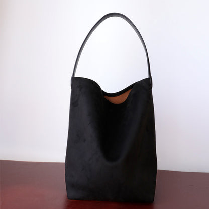 Suede Cowhide Bucket Bag – Chic & Spacious