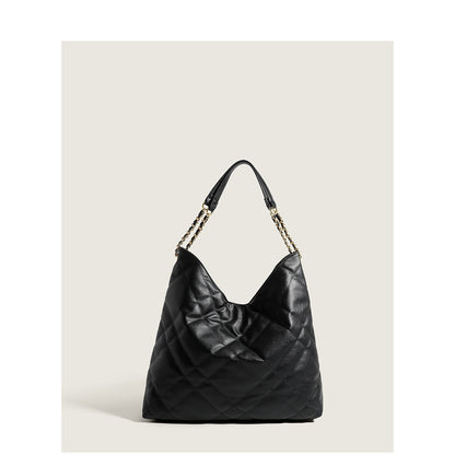 Classic Rhombus Design PU Leather Chain Shoulder Tote