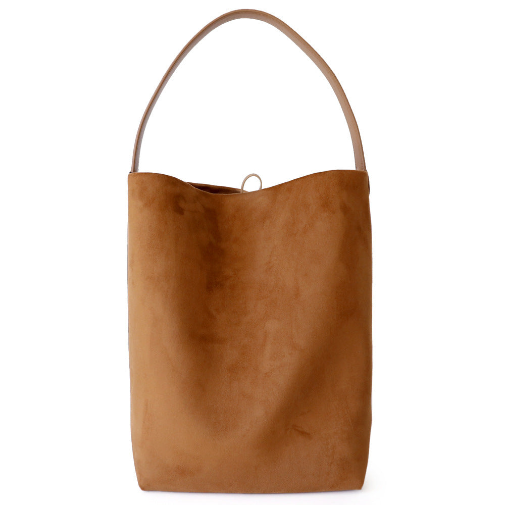 Suede Cowhide Bucket Bag – Chic & Spacious