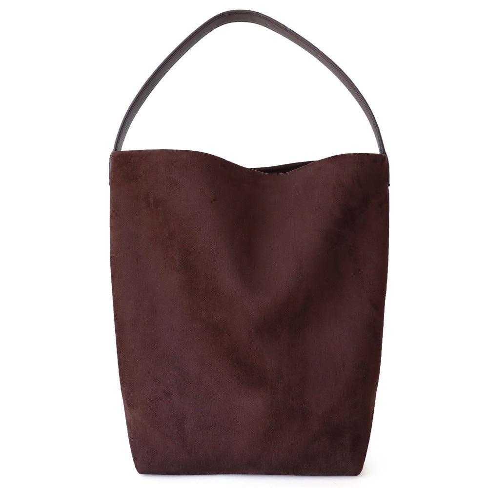 Suede Cowhide Bucket Bag – Chic & Spacious