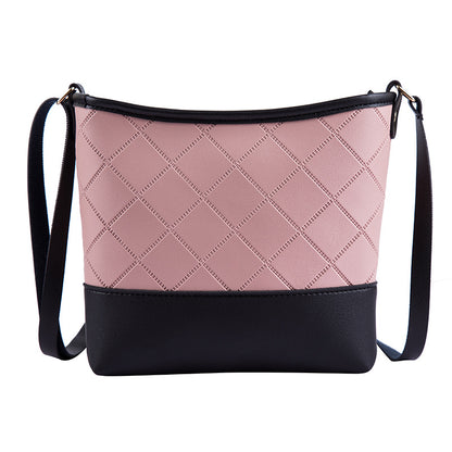 Embossed Diamond Plaid Retro Bucket Bag