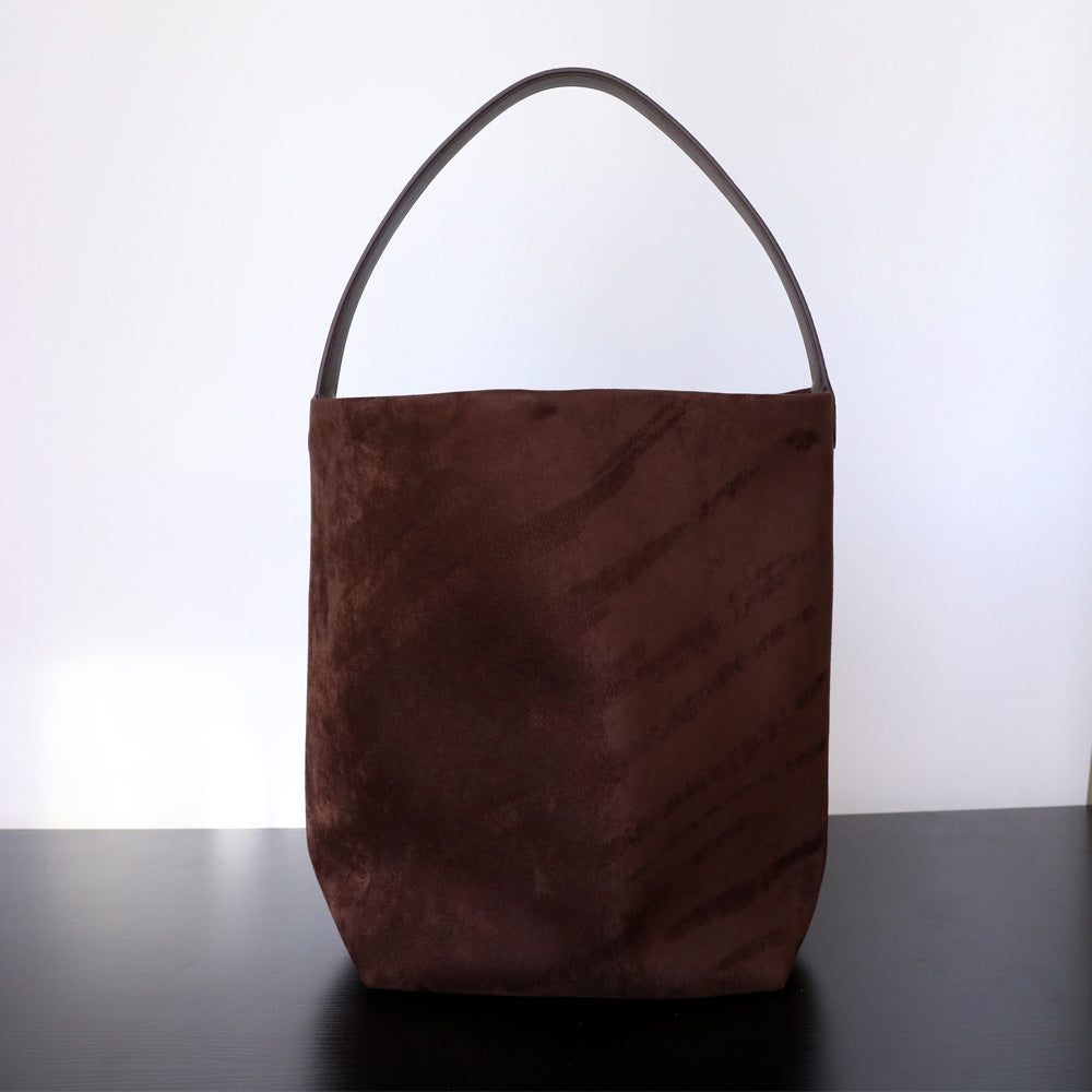 Suede Cowhide Bucket Bag – Chic & Spacious